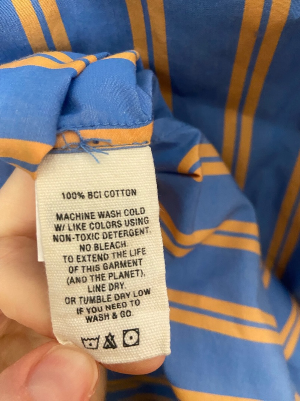 Alex Mill Wash & Go Striped Button Down Shirt Blue Orange Cotton Women’s M - Picture 4 of 4